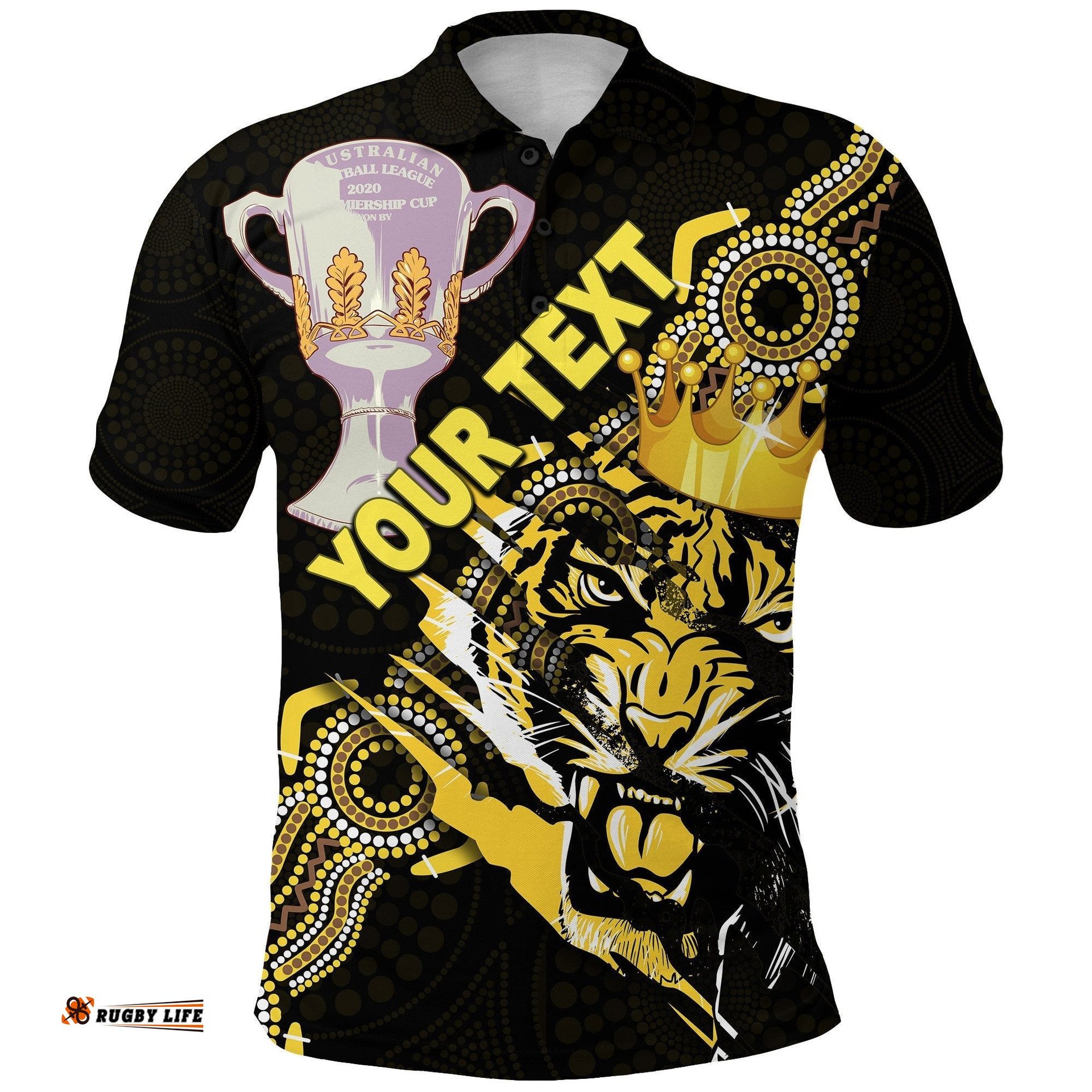 Custom Personalised Richmond Premier Polo Shirt Power Tigers Indigenous