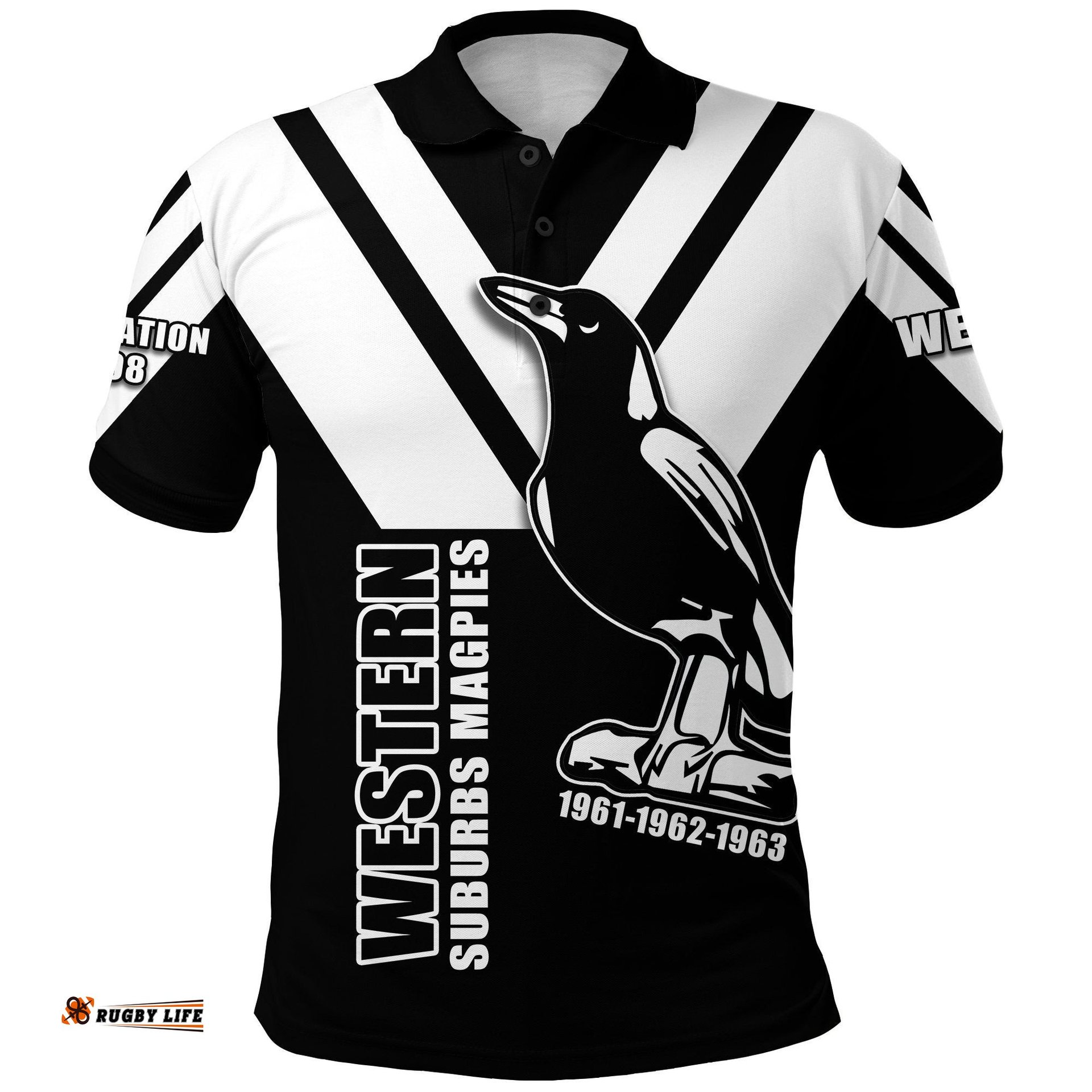 Custom Personalised Wests 1908 Polo Shirt Western Suburbs Magpies