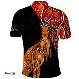 Custom Personalised Australia Map Polo Shirt Aussie Kangaroo Aboriginal