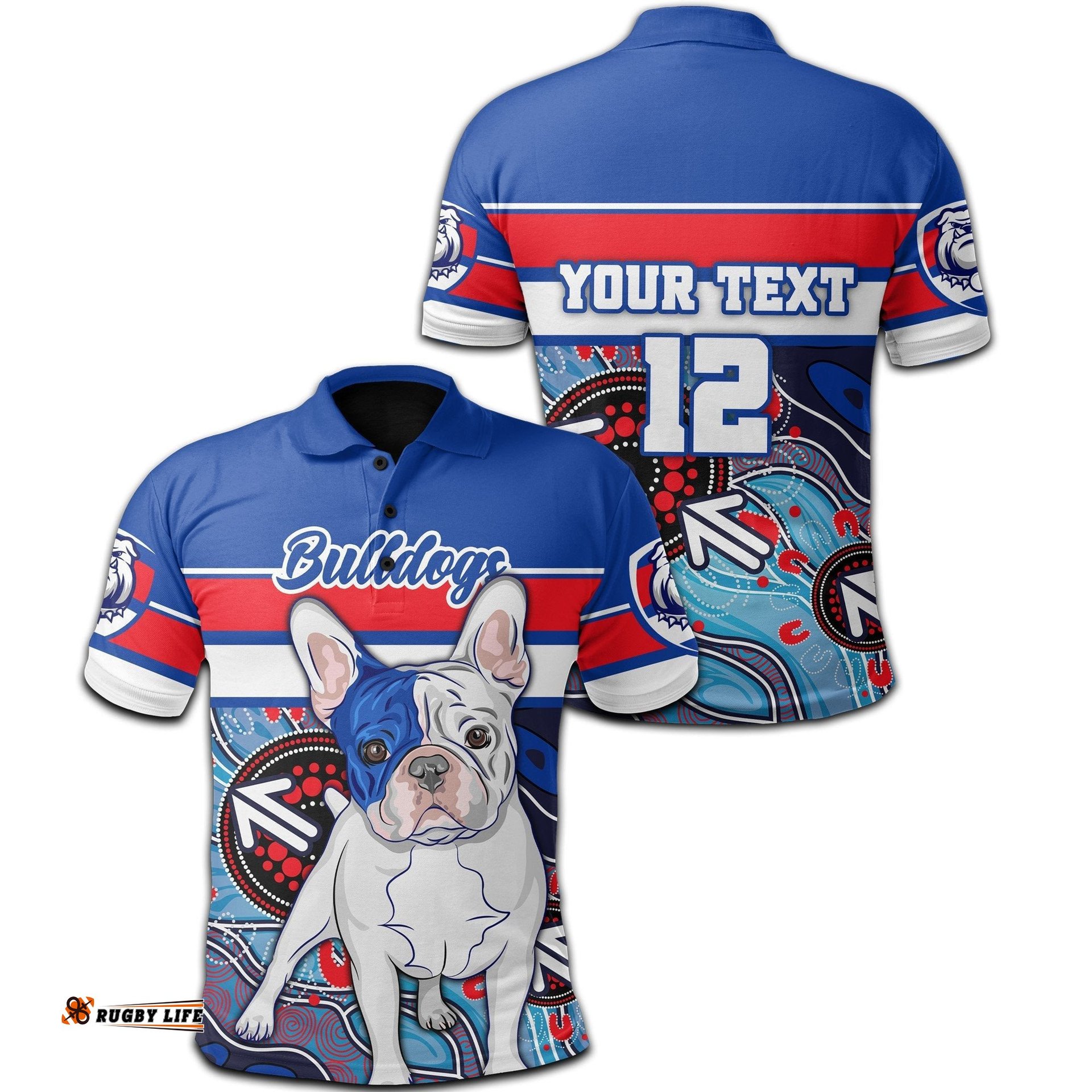 Custom Personalised Western Football Bulldogs Polo Shirt Aboriginal Sport Style