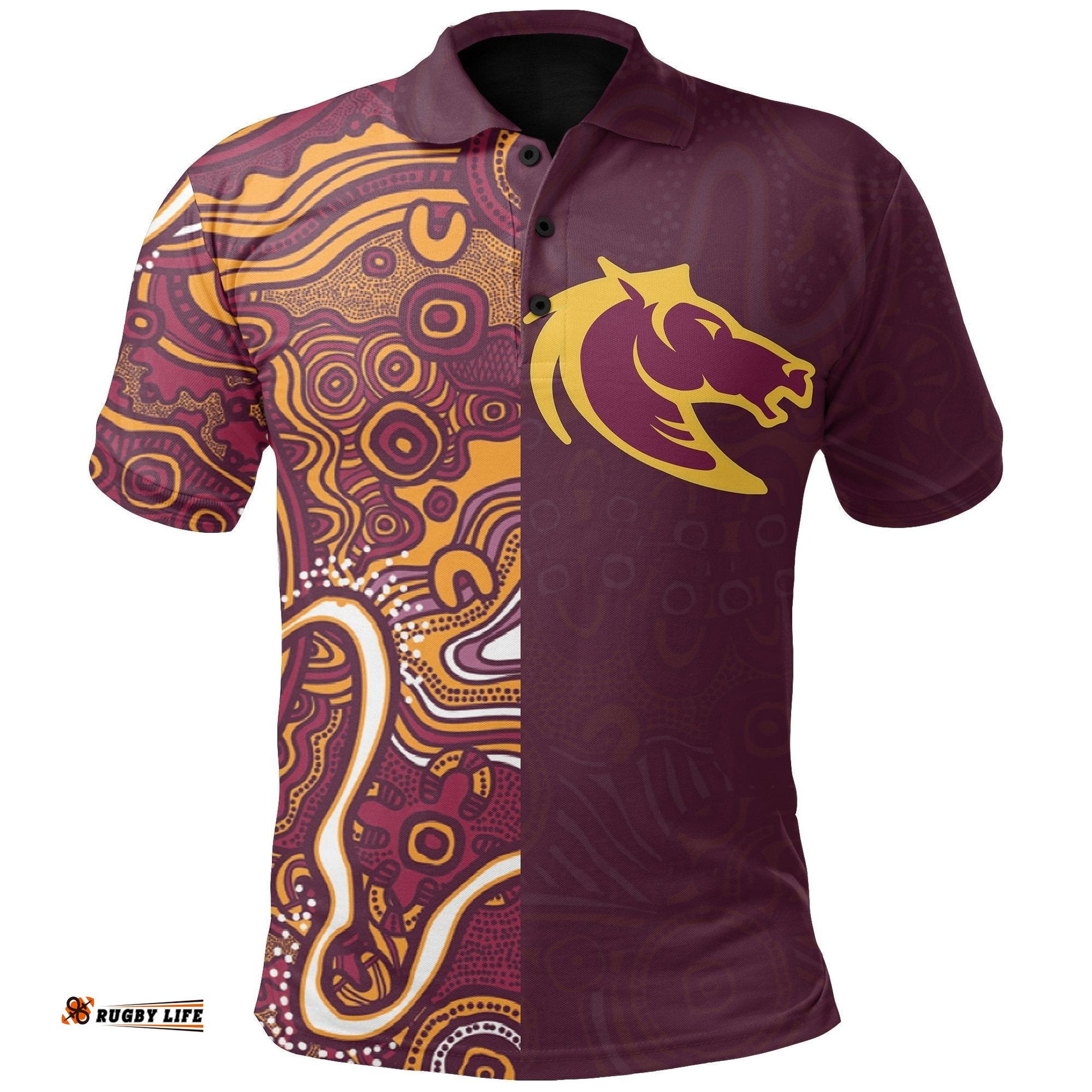 Brisbane Broncos Indigenous Polo Shirt Half Style