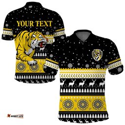 Custom Personalised Tigers Christmas Polo Shirt Indigenous Richmond Football