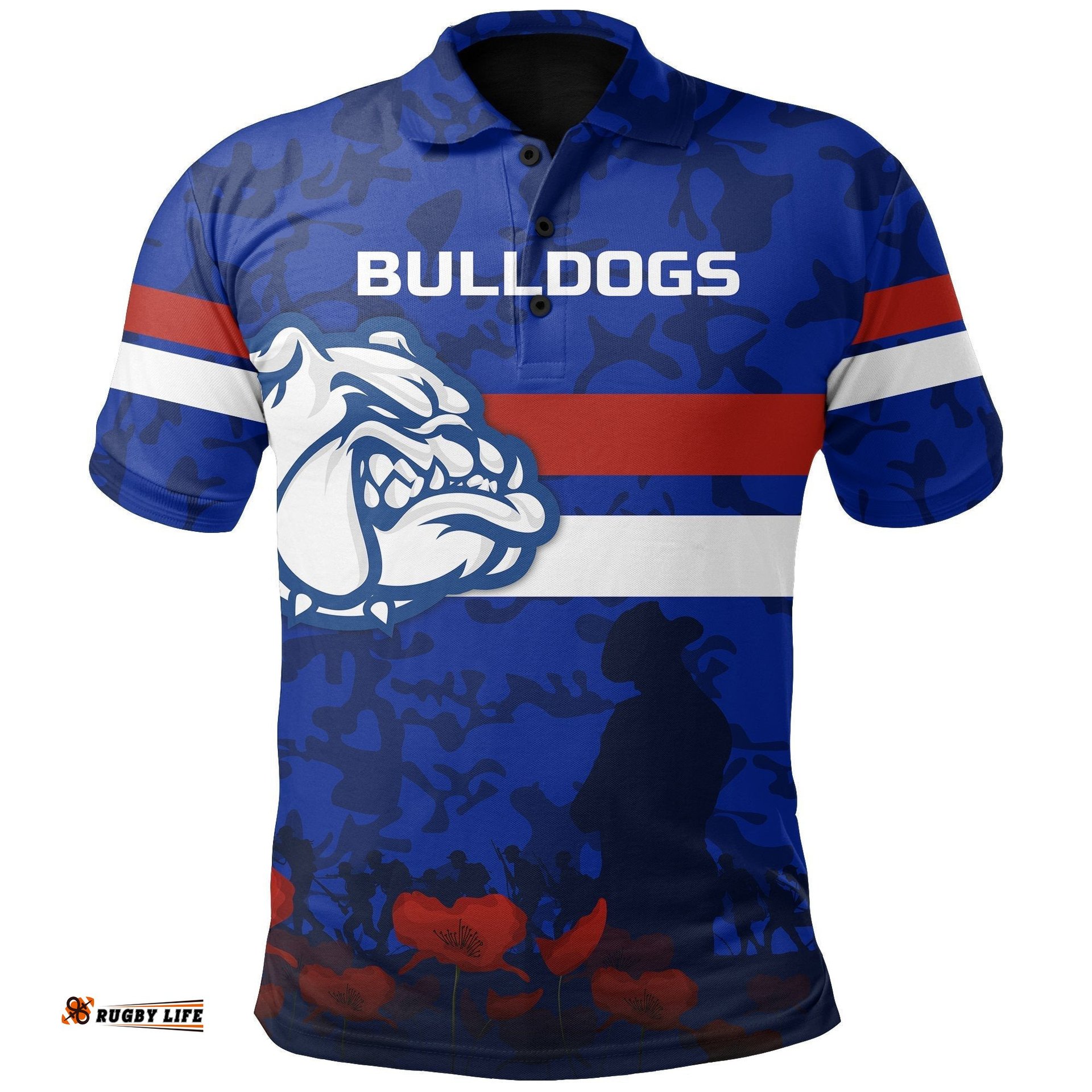 Australia Football Polo Shirt Western Bulldogs Anzac Day