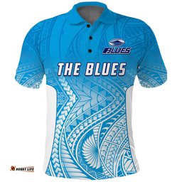 Custom Text and Number Blues Polo Shirt Super Rugby New Zealand