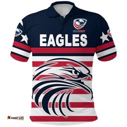 USA Rugby Polo Shirt Eagles Simple Style - Navy