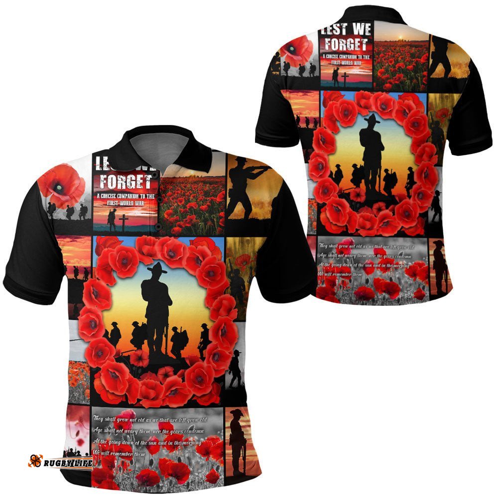 Vibe Hoodie Clothing - Anzac Day Lest We Forget Banner Polo Shirt
