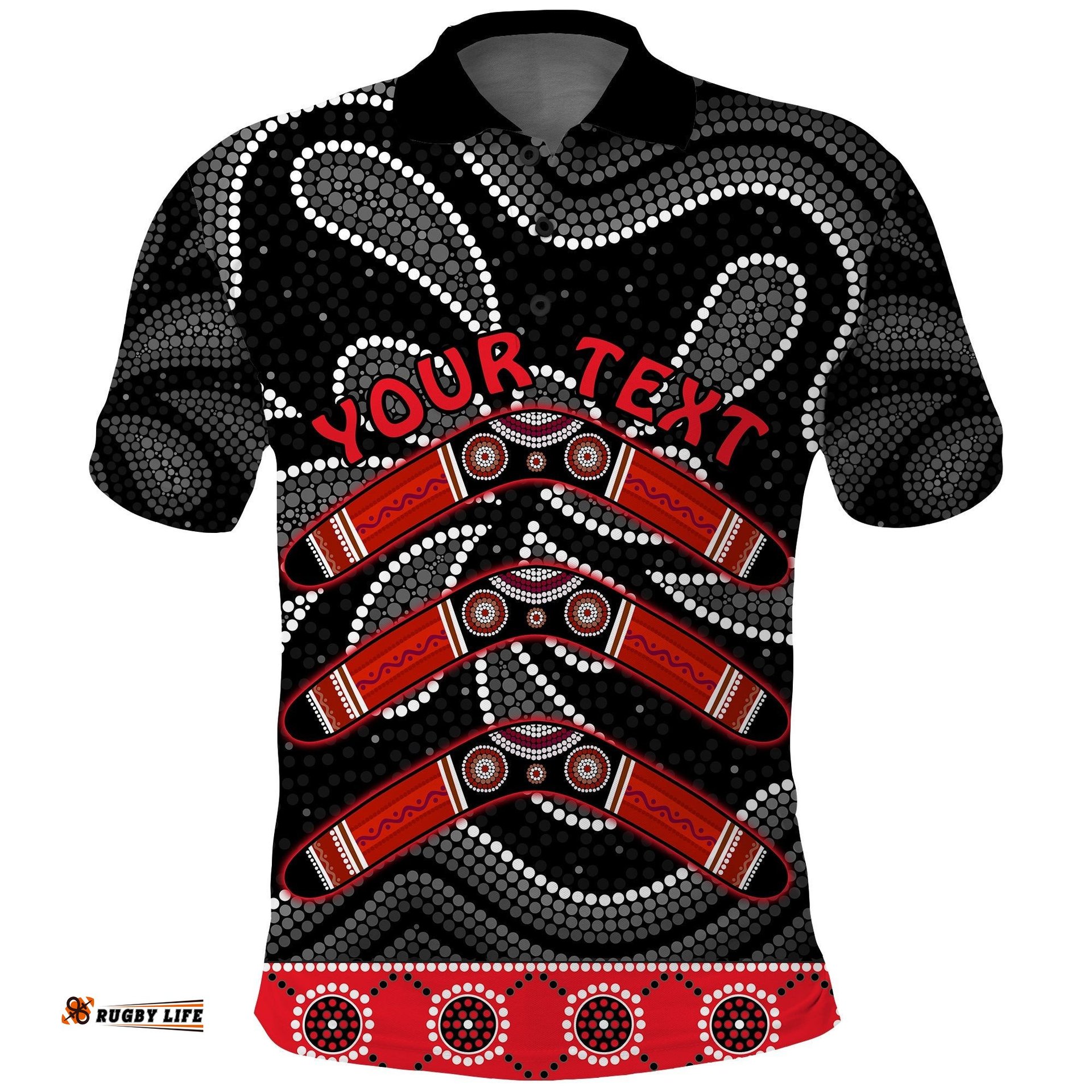 Custom Personalised Aboriginal Boomerang Polo Shirt Kangaroo Australia