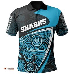 Sharks Aboriginal Polo Shirt Stealth Style