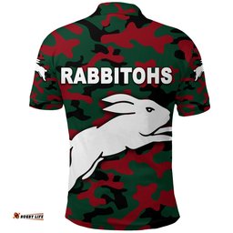 Custom Personalised South Sydney Rabbitohs Polo Shirt Anzac Day Camouflage Vibes NO.1