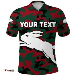Custom Personalised South Sydney Rabbitohs Polo Shirt Anzac Day Camouflage Vibes NO.1