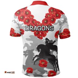 Custom Personalised St. George Illawarra Dragons Polo Shirt Anzac Day
