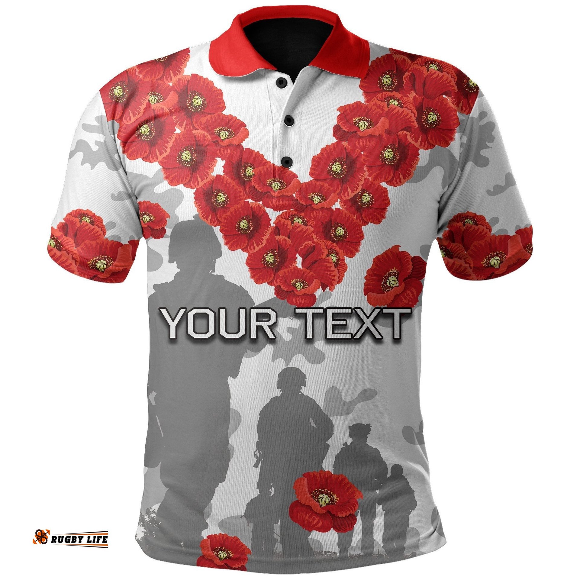Custom Personalised St. George Illawarra Dragons Polo Shirt Anzac Day