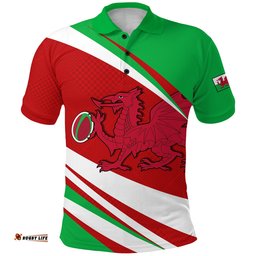 Custom Personalised Wales Rugby 2021 Polo Shirt Mix Pattern Six Nations