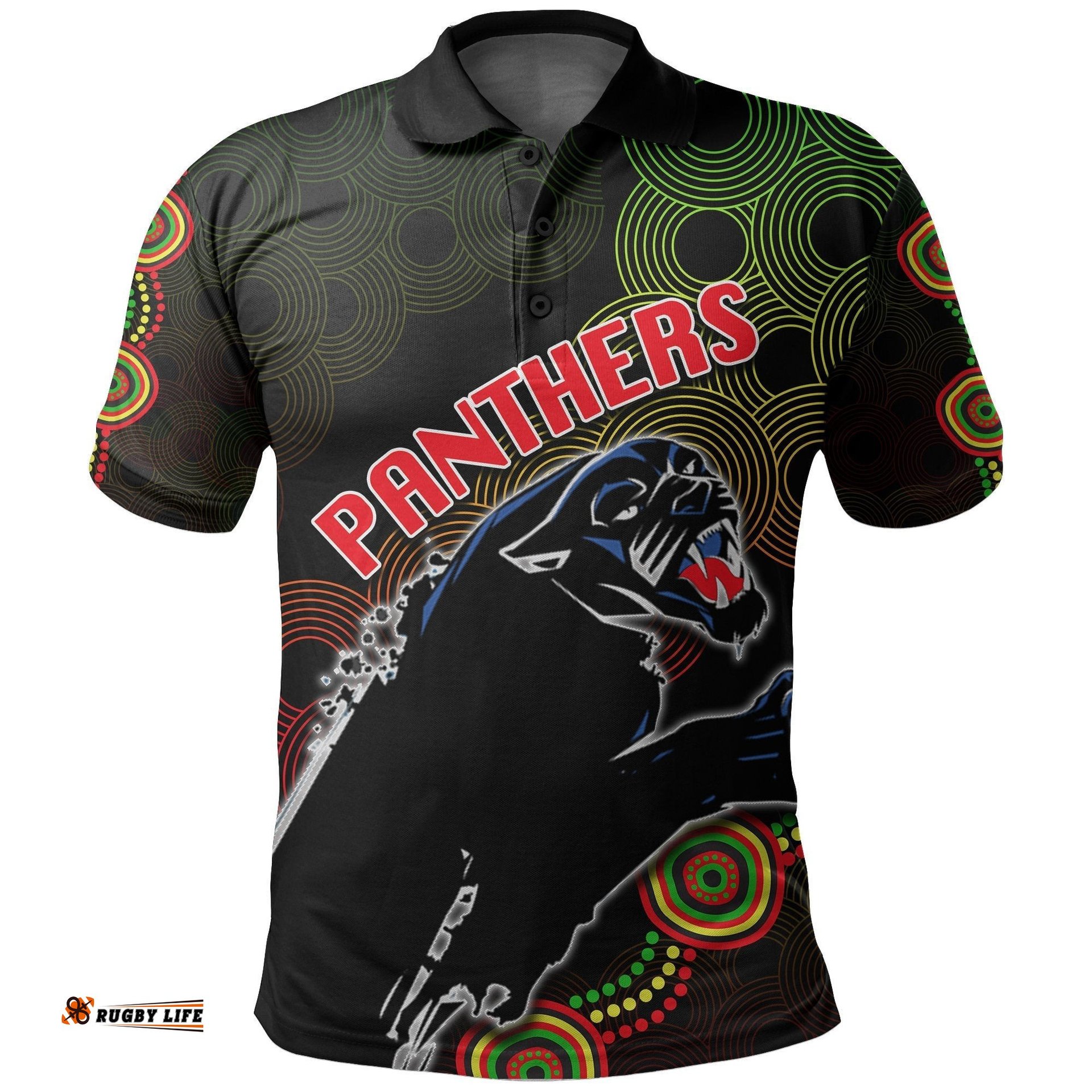 Custom PersonalisedPanthers Aboriginal Polo Shirt
