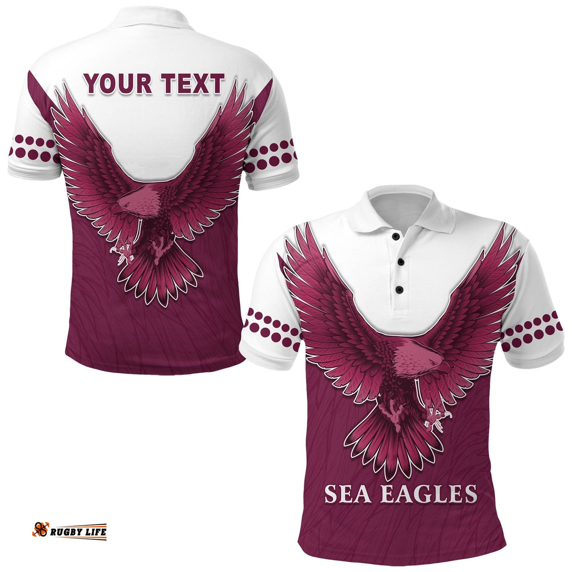 Custom Personalised Sea Eagles 2021 Polo Shirt Manly Warringah Feather