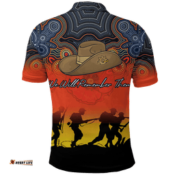 Anzac Day Polo Shirt - Aboriginal Dot Painting Art -
