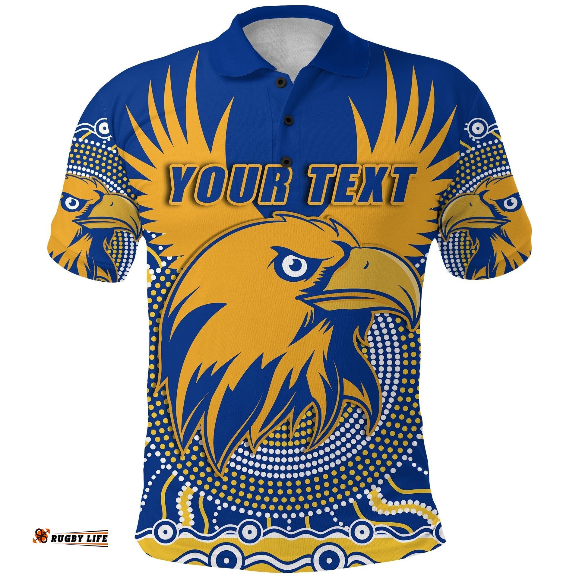 Custom Personalised Eagles Polo Shirt West Coast Mix Indigenous