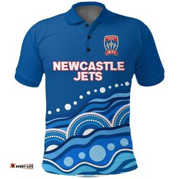 Custom Personalised Newcastle Jets Polo Shirt - Indigenous Dot Painting Art -