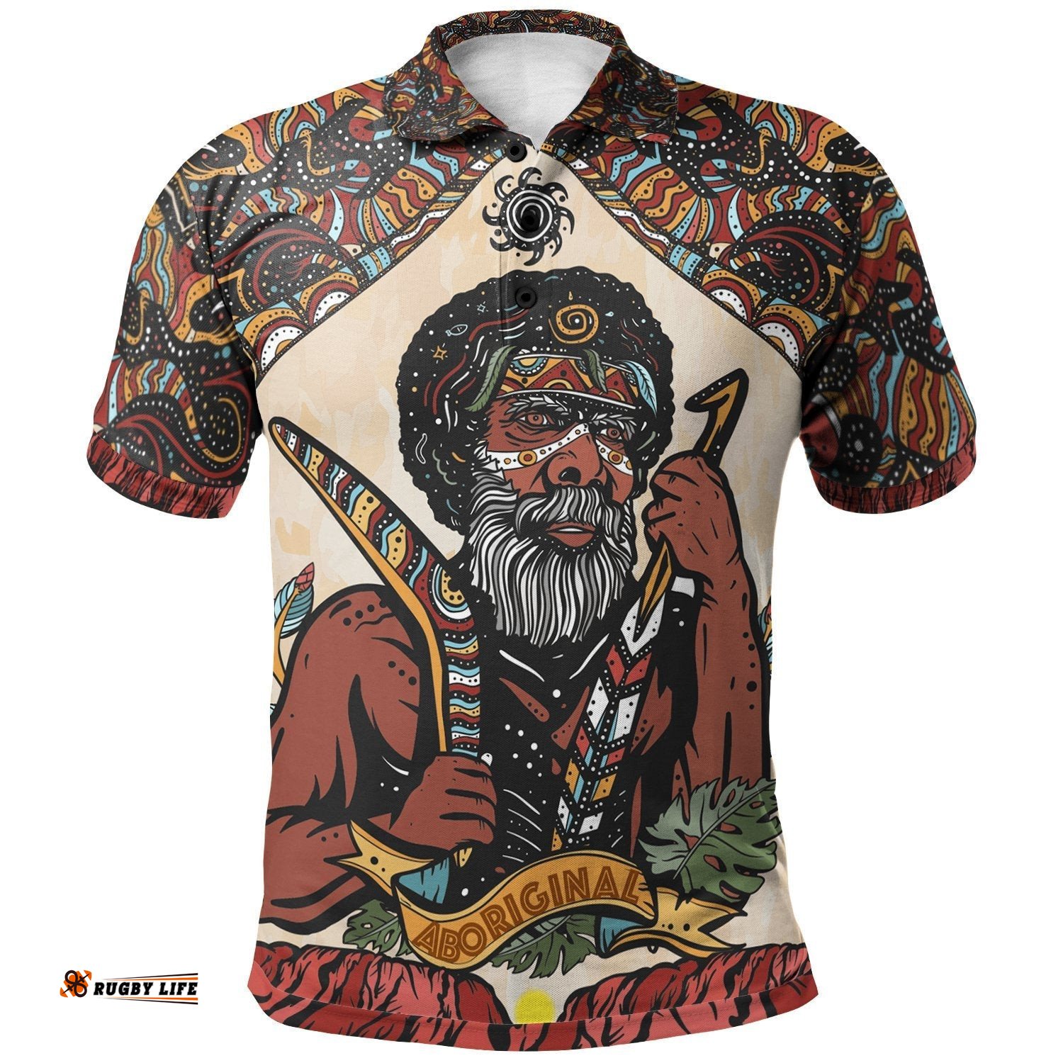 Custom Text Polo Shirts - Aboriginal Men