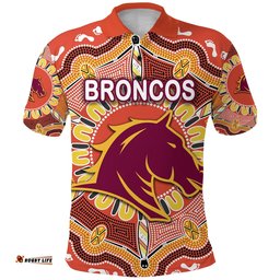 Brisbane Polo Shirt Broncos Indigenous Warm Vibes