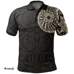 Anzac New Zealand Polo Shirt, Maori Poppies Tattoo Golf Shirts - Tan