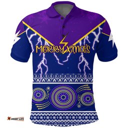 Indigenous Xmas Lightning Storm Aboriginal Art Polo Shirt