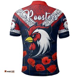 Australia Roosters Polo Shirt  Anzac Day Style