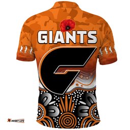 Giants Anzac 2022 Polo Shirt Greater Western Sydney GWS Aboriginal Poppy