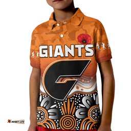 Giants Anzac 2022 Polo Shirt Greater Western Sydney GWS Aboriginal Poppy