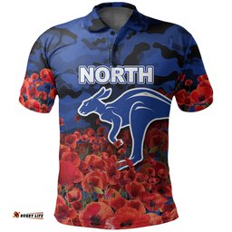 Anzac Day North Polo Shirt Poppy Flowers With Army Patterns
