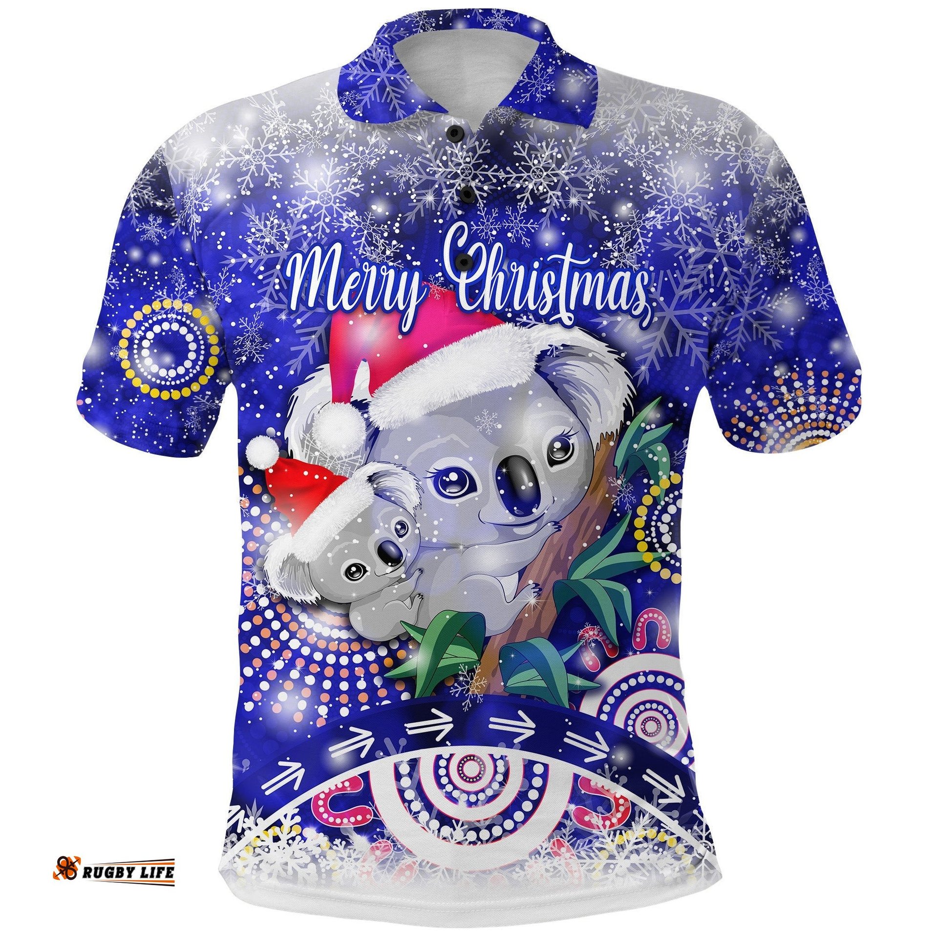 Custom Personalised Australian Koala Christmas Polo Shirt Original Style - Blue