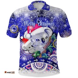 Custom Personalised Australian Koala Christmas Polo Shirt Original Style - Blue