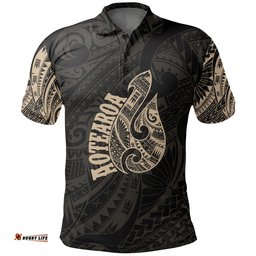 Hei Matau Maori Tattoo Polo Shirt Gold