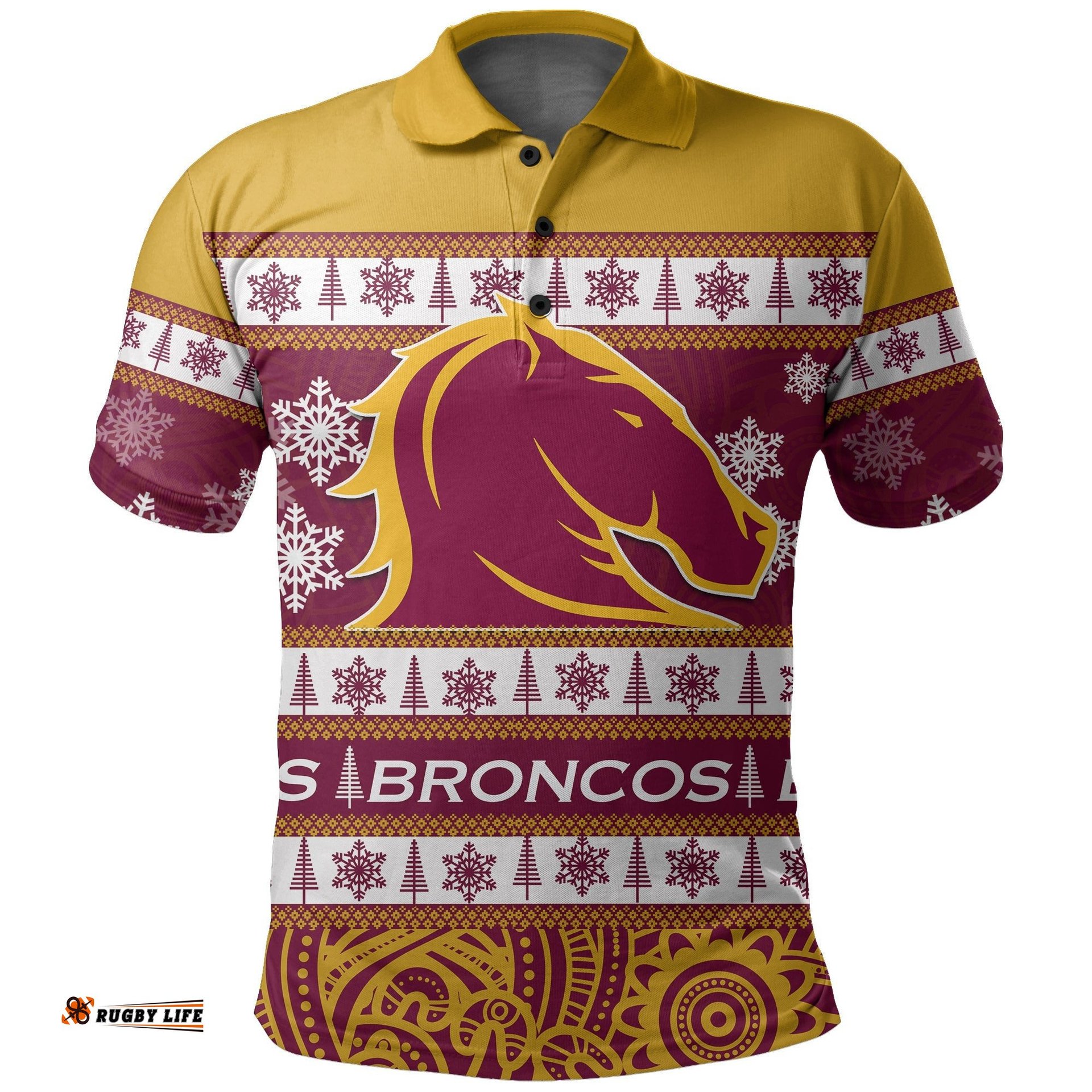 Brisbane Broncos Polo Shirt Christmas 2021