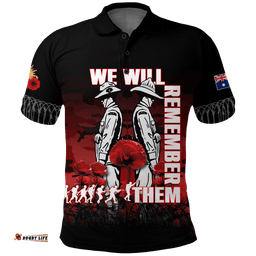 Australia ANZAC 2022 Polo Shirt Camouflage With Poppy Red -