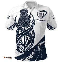 Scottish Rugby Polo Shirt Thistle Vibes - White