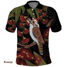 Australia Indigenous Christmas Polo Shirt Kookaburra Aboriginal