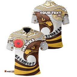 Custom Personalised Pride Hawks Polo Shirt Hawthorn Anzac Day Aboriginal