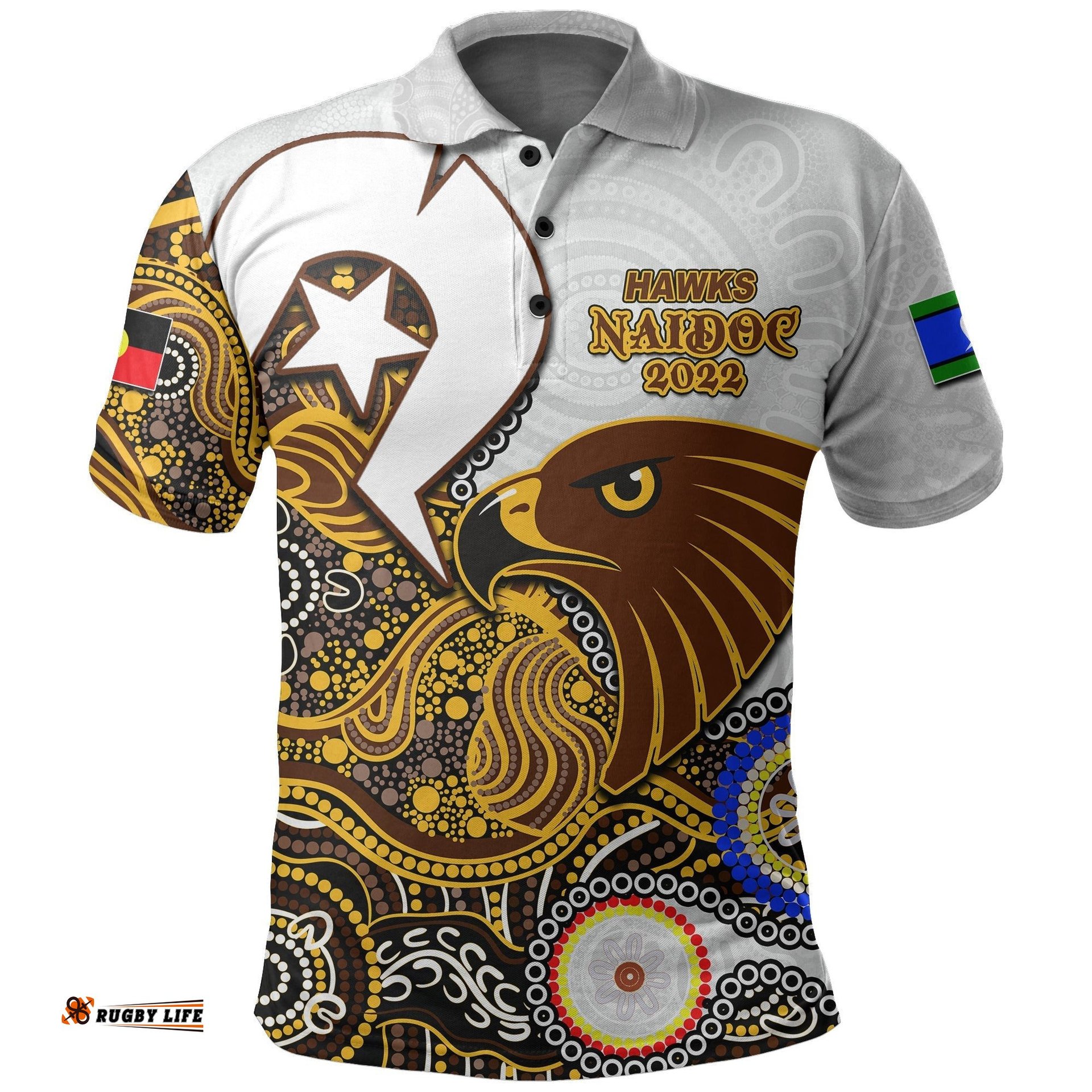 Hawks Australian Football Polo Shirt NAIDOC 2022 Patterns