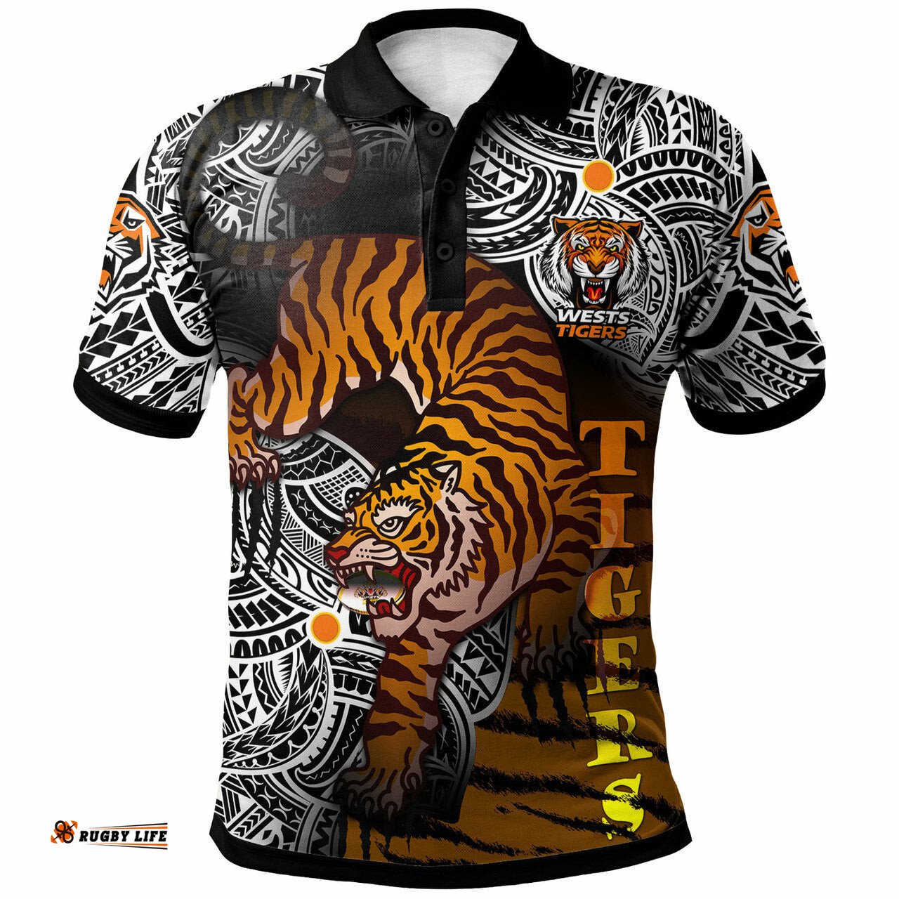 Tigers Rugby Polynesian Polo Shirt - Custom Wild West Tigers