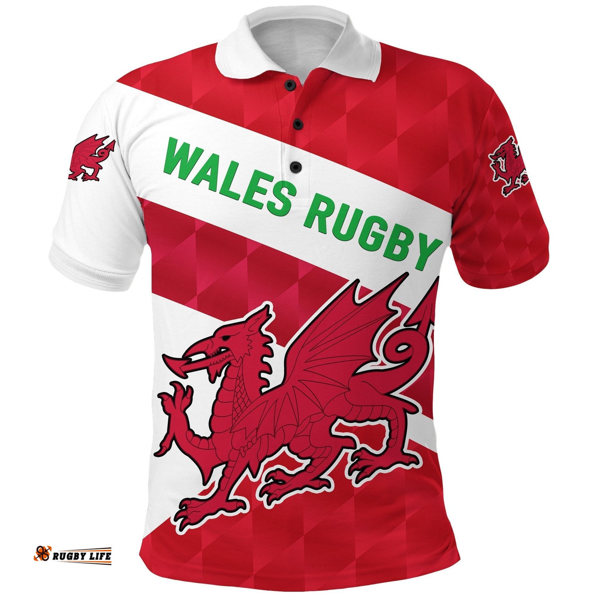Wales Rugby Polo Shirt Sporty Style
