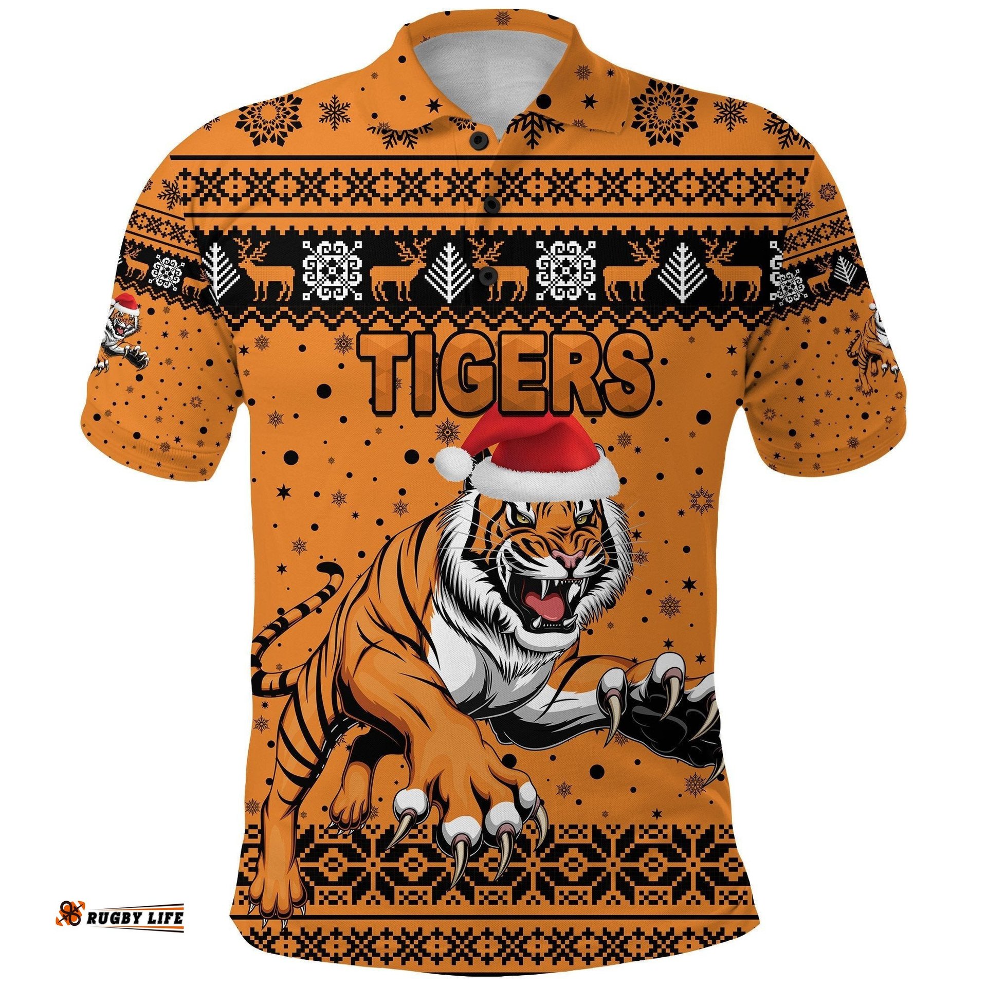 Wests Christmas Polo Shirt Tigers Unique Vibes - Orange