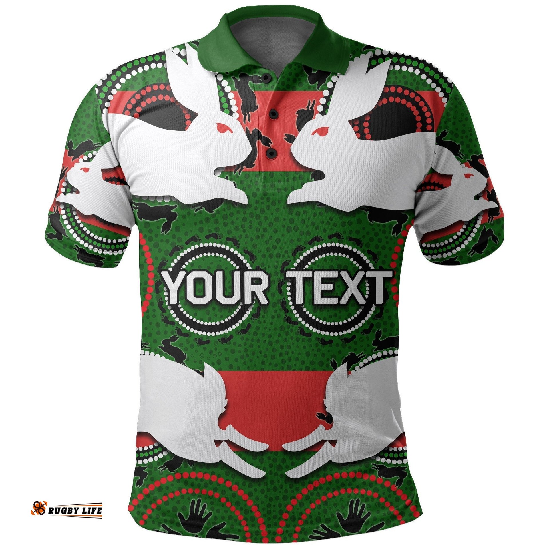 Custom Personalised Rabbitohs Polo Shirt Aboriginal Special