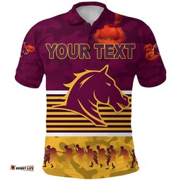 Custom Personalised Brisbane Broncos Polo Shirt Anzac Day Simple Style - Maroon