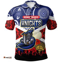 Knights Rugby Polo Shirt - Custom Anzac Day Newcastle Knights Aboriginal Patterns Polo Shirt RLT13