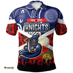Knights Rugby Polo Shirt - Custom Anzac Day Newcastle Knights Aboriginal Patterns Polo Shirt RLT13