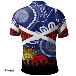 Knights Rugby Polo Shirt - Custom Anzac Day Newcastle Knights Aboriginal Patterns Polo Shirt RLT13