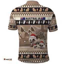 Aussie Echidna Polo Shirt Merry Christmas