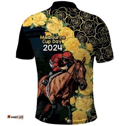 Melbourne Horse Racing Polo Shirt Yellow Roses - Ready Set Gallop!