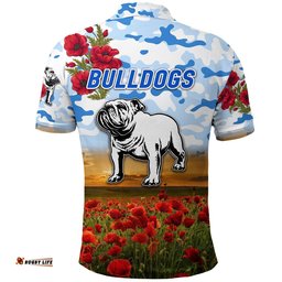 Bulldogs ANZAC Polo Shirt Poppy Flowers Vibes - White